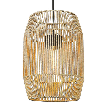 Seabrooke Outdoor 1 Light Pendant in Natural Black - - Golden Lighting