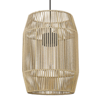 Seabrooke Outdoor 1 Light Pendant in Natural Black - Natural Black / Summer Sands / Beige - Golden Lighting