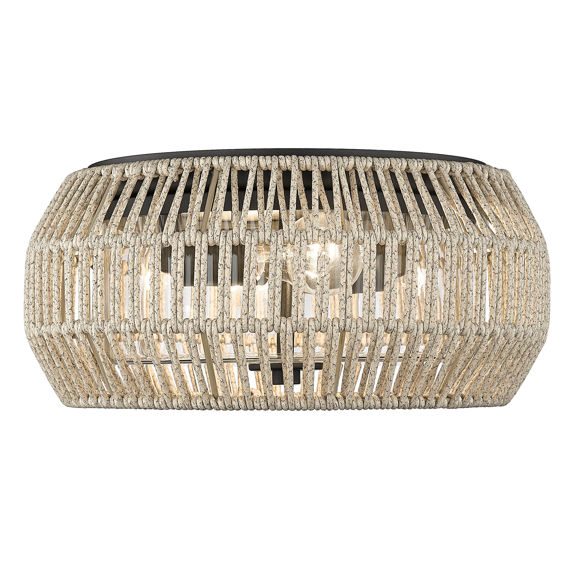 Seabrooke Flush Mount - Outdoor in Natural Black with Summer Sands Shade - - Golden Lighting