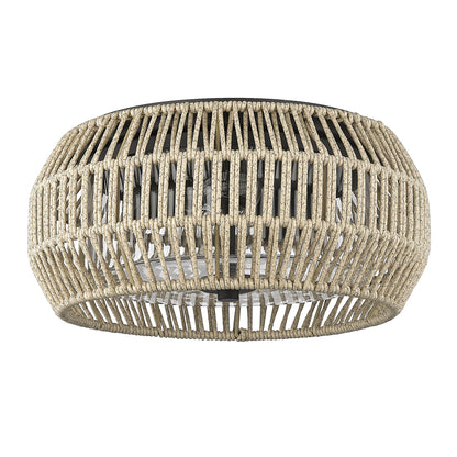 Seabrooke Flush Mount - Outdoor in Natural Black with Summer Sands Shade - - Golden Lighting
