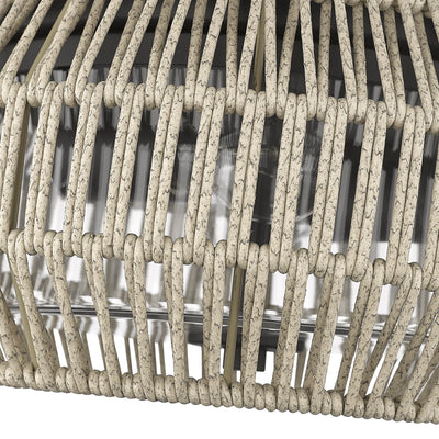 Seabrooke Flush Mount - Outdoor in Natural Black with Summer Sands Shade, shade and glass close-up - Golden Lighting