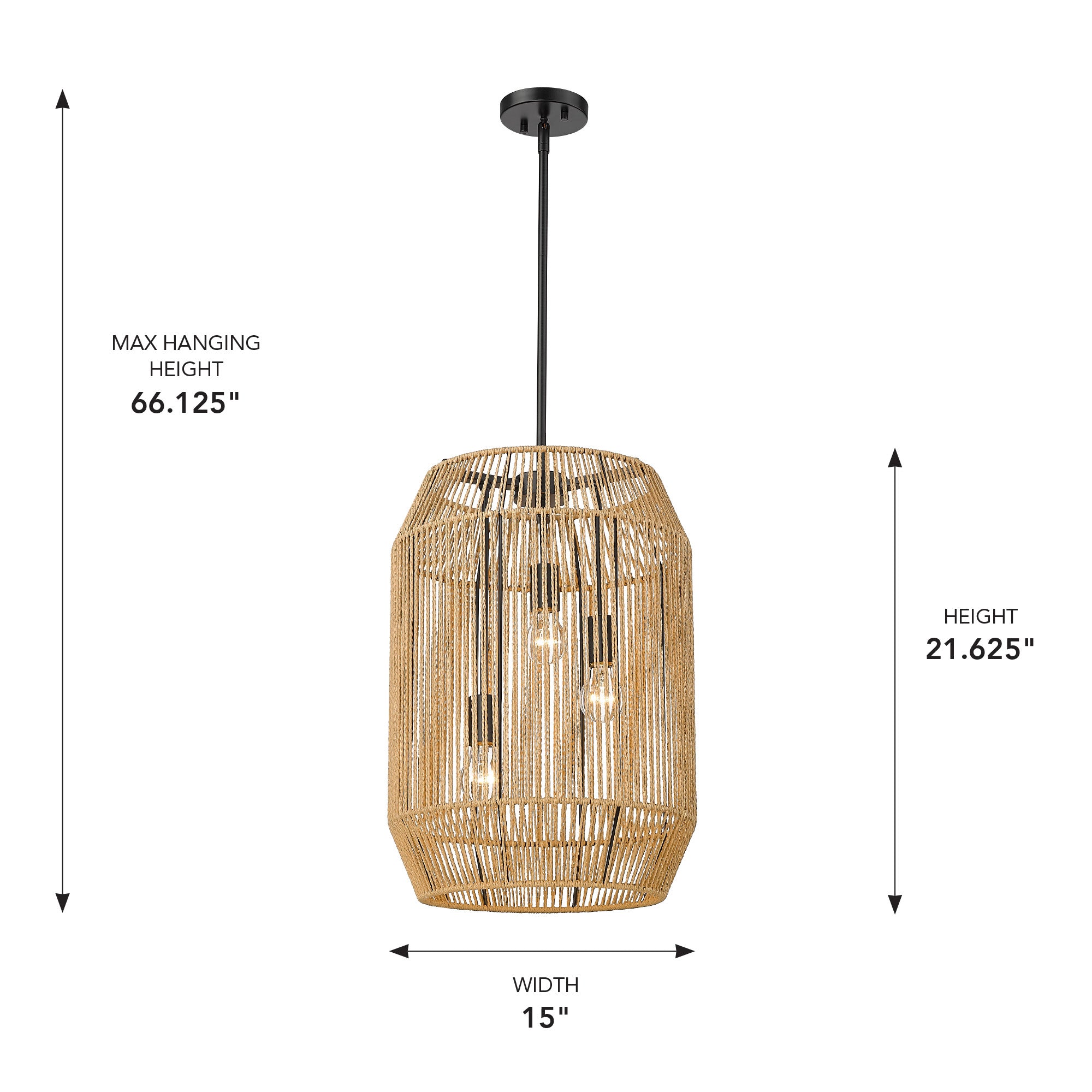 Golden Lighting Marlee 3-light Pendant in Matte Black - - Golden Lighting