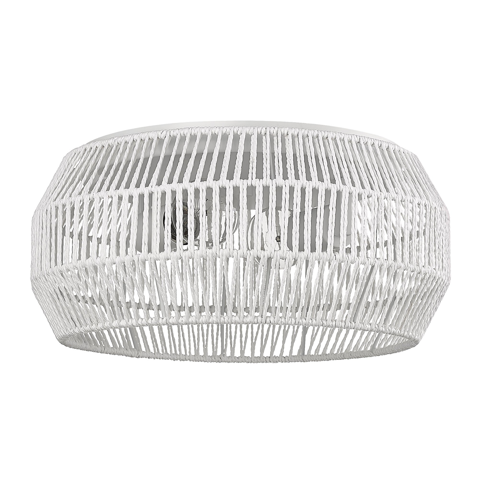 Marlee WHT 2 Light Flush Mount in Matte White with Bleached White Raphia Rope Shade - - Golden Lighting