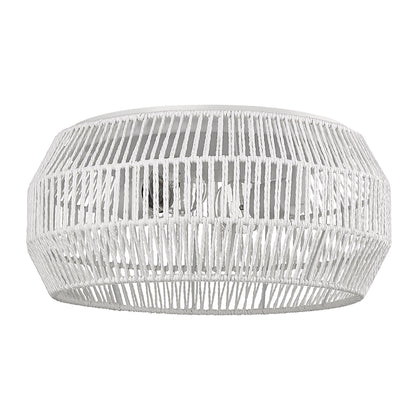 Marlee WHT 2 Light Flush Mount in Matte White with Bleached White Raphia Rope Shade - - Golden Lighting