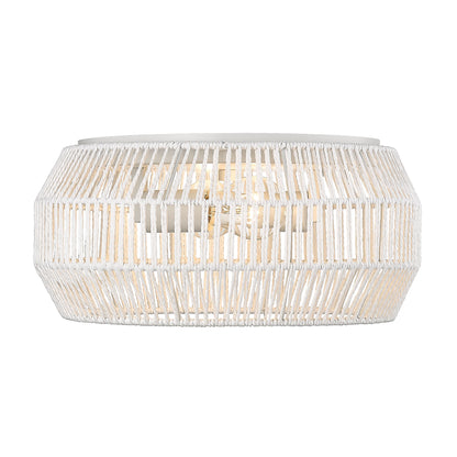 Marlee WHT 2 Light Flush Mount in Matte White with Bleached White Raphia Rope Shade - Matte White / Bleached White Raphia Rope / White - Golden Lighting