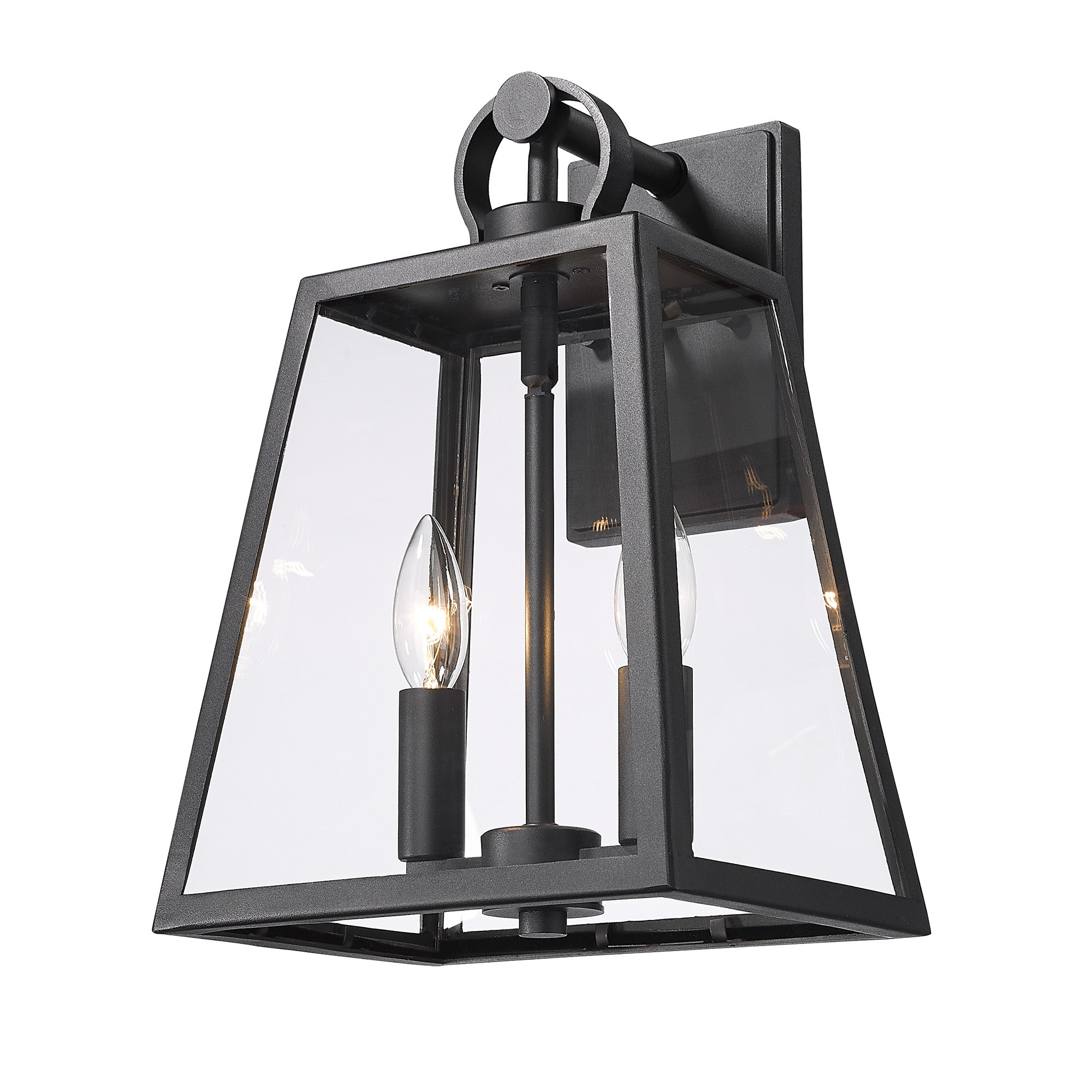 Lautner Wall Sconce - Outdoor in Natural Black with Clear Glass Shade - - Golden Lighting