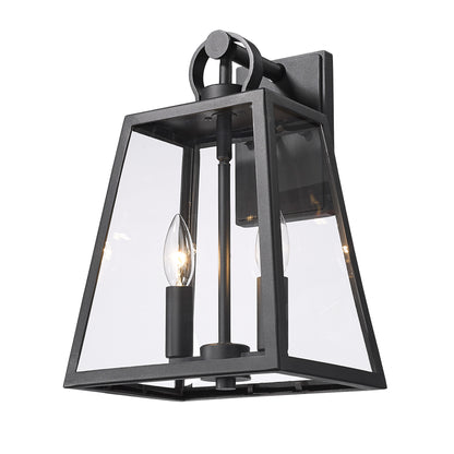 Lautner Wall Sconce - Outdoor in Natural Black with Clear Glass Shade - - Golden Lighting