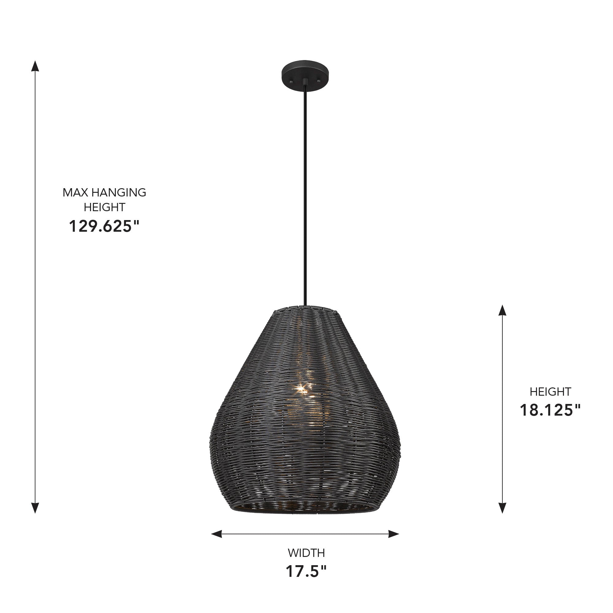 Melany 1-light Outdoor Pendant in Natural Black