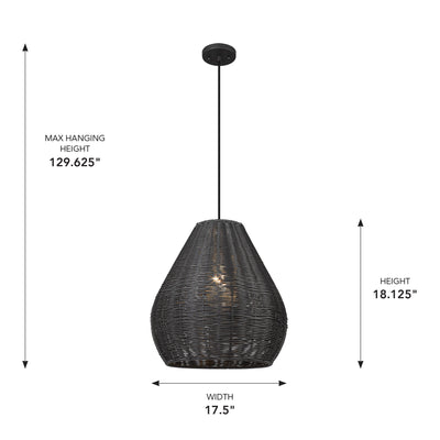 Melany 1-light Outdoor Pendant in Natural Black