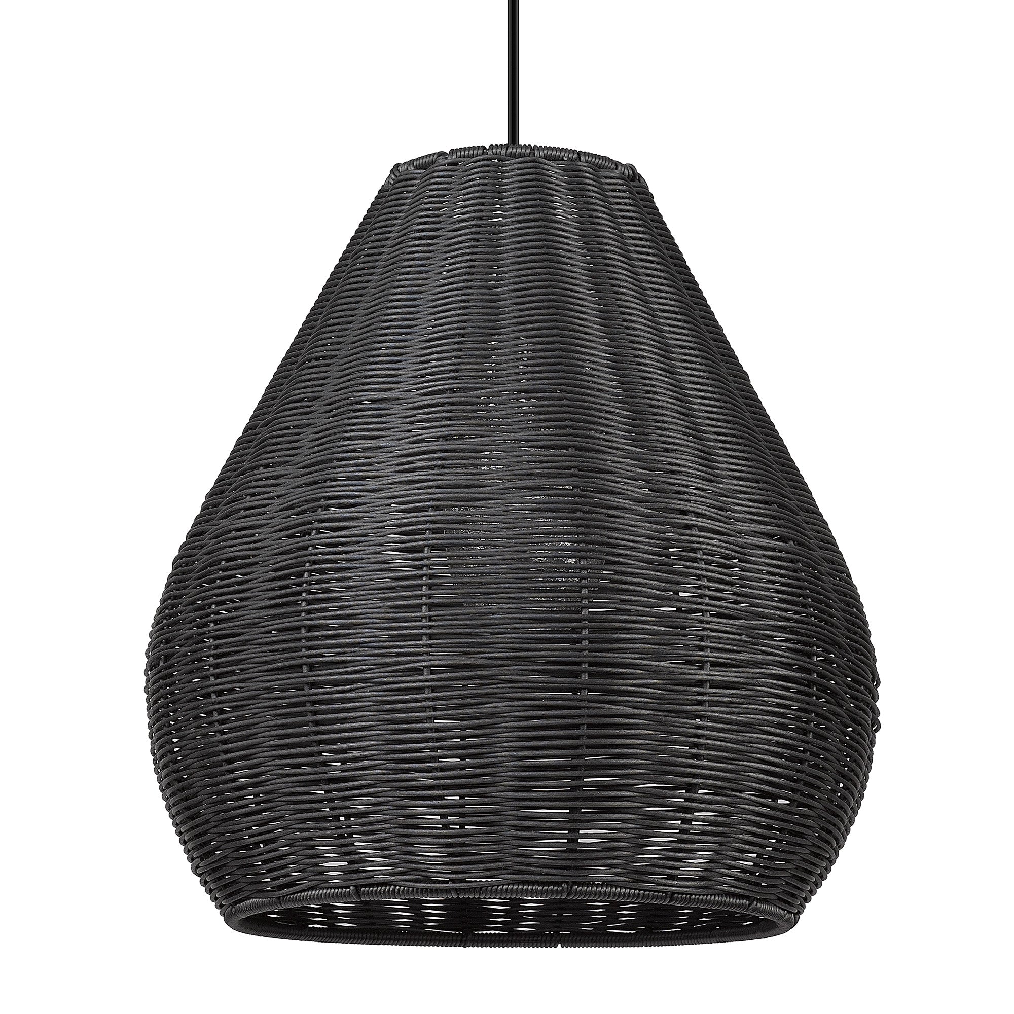 Melany 1 Light Pendant - Outdoor in Natural Black with Matte Black Wicker Shade - - Golden Lighting