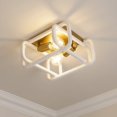 Camden 2-light Flush Mount in Brushed Champagne Brass, room scene detail - Golden Lighting