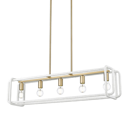 Camden Linear Pendant - Brushed Champagne Bronze / Bleached White Raphia Rope - Golden Lighting