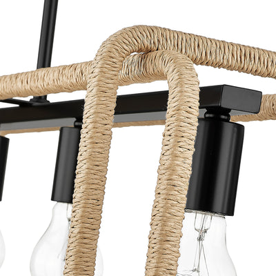 Camden 5-light Island Light in Matte Black, finish close-up - Golden Lighting