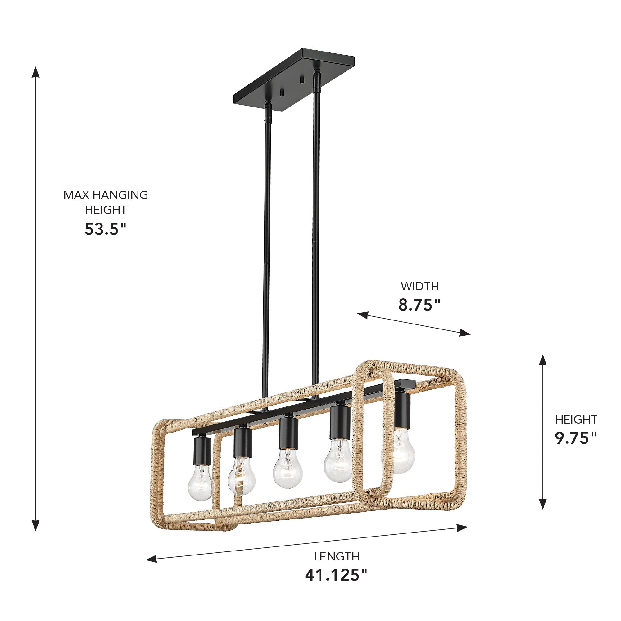 Camden 5-light Island Light in Matte Black