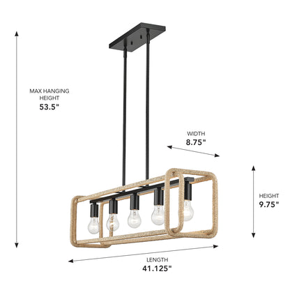 Camden 5-light Island Light in Matte Black
