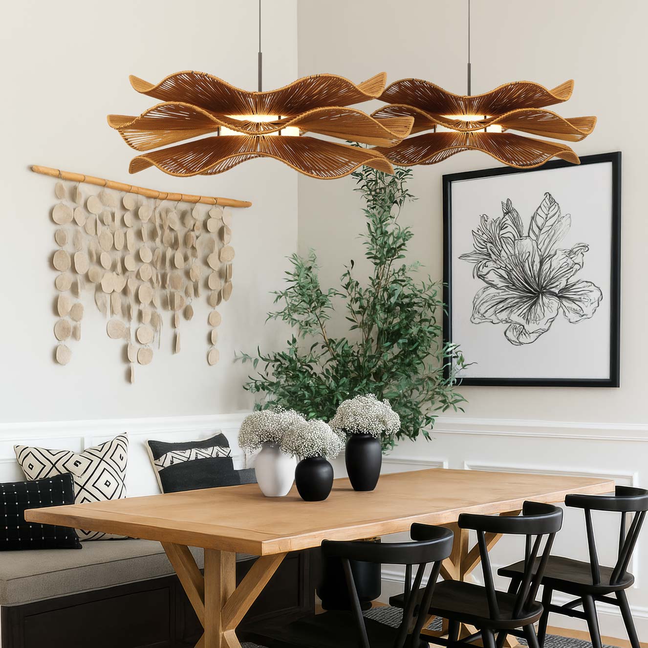 Whisper Integrated LED Pendant in Latte Rope