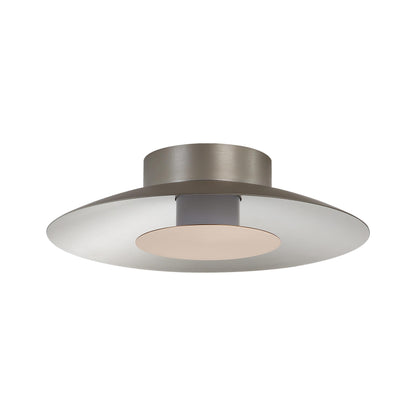 Luma LED Flush Mount - 12" in Sand Nickel with French Gold Shade - - Golden Lighting