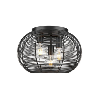 Golden Lighting Calypso 3-light Flush Mount in Matte Black - - Golden Lighting