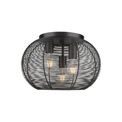 Golden Lighting Calypso 3-light Flush Mount in Matte Black - - Golden Lighting