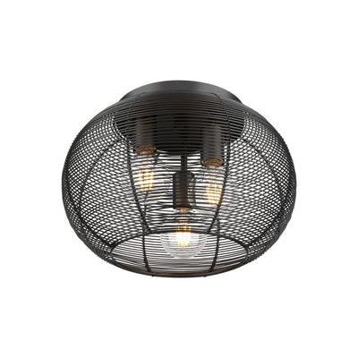 Golden Lighting Calypso 3-light Flush Mount in Matte Black - - Golden Lighting