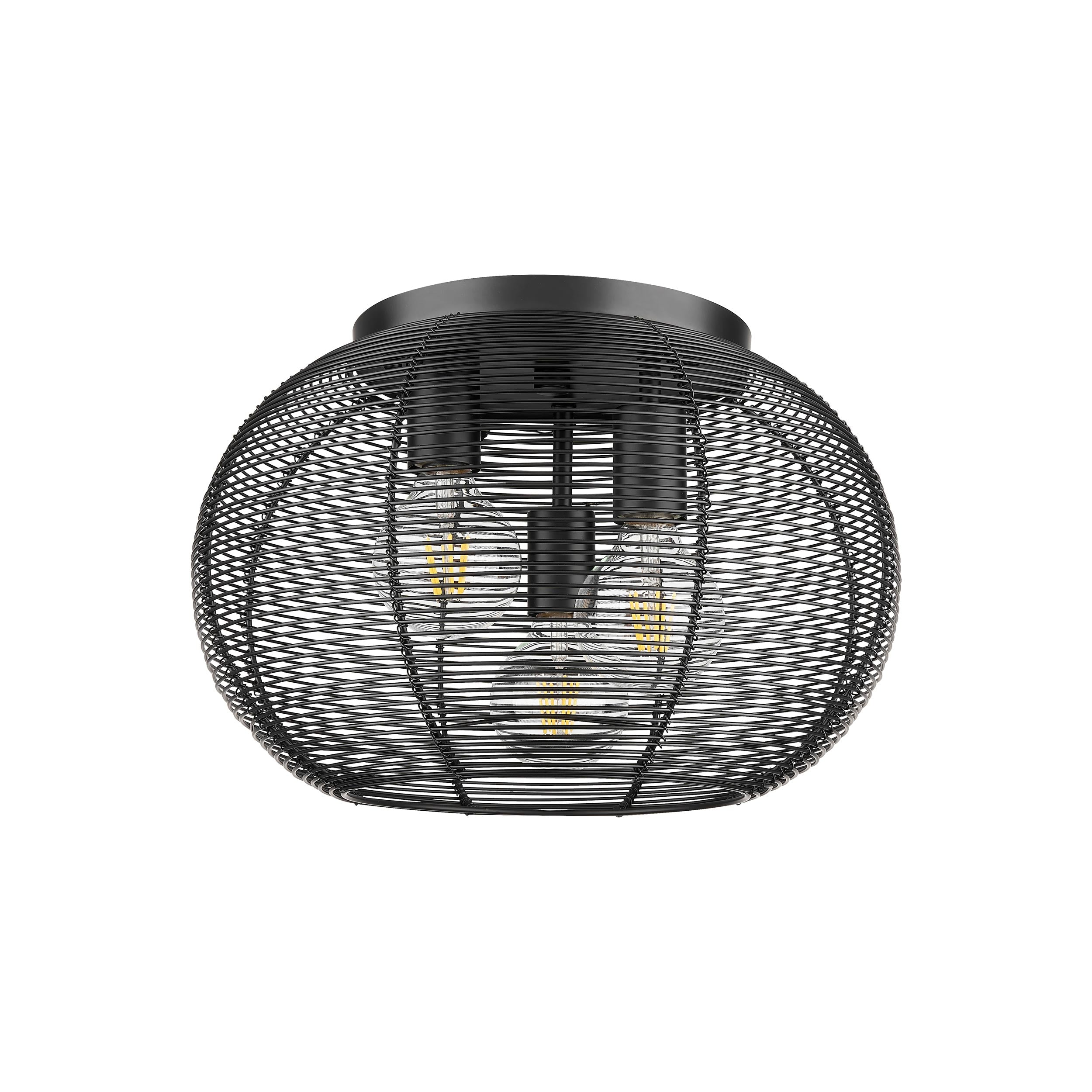 Golden Lighting Calypso 3-light Flush Mount in Matte Black