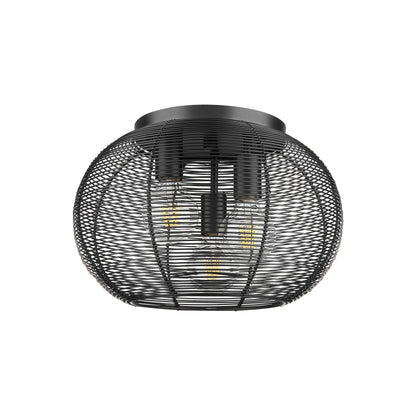 Golden Lighting Calypso 3-light Flush Mount in Matte Black