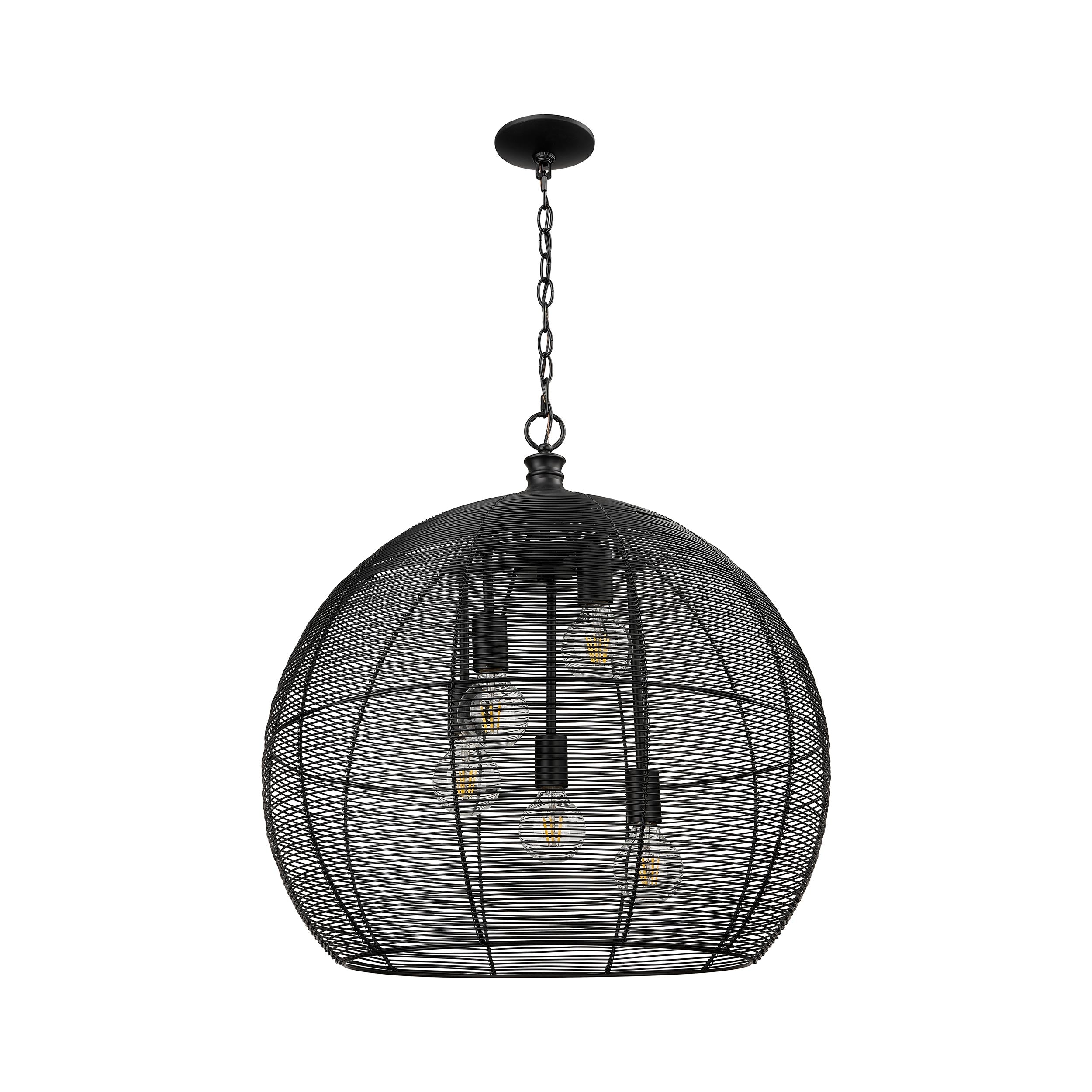 Golden Lighting Calypso 5-light Pendant in Matte Black - - Golden Lighting