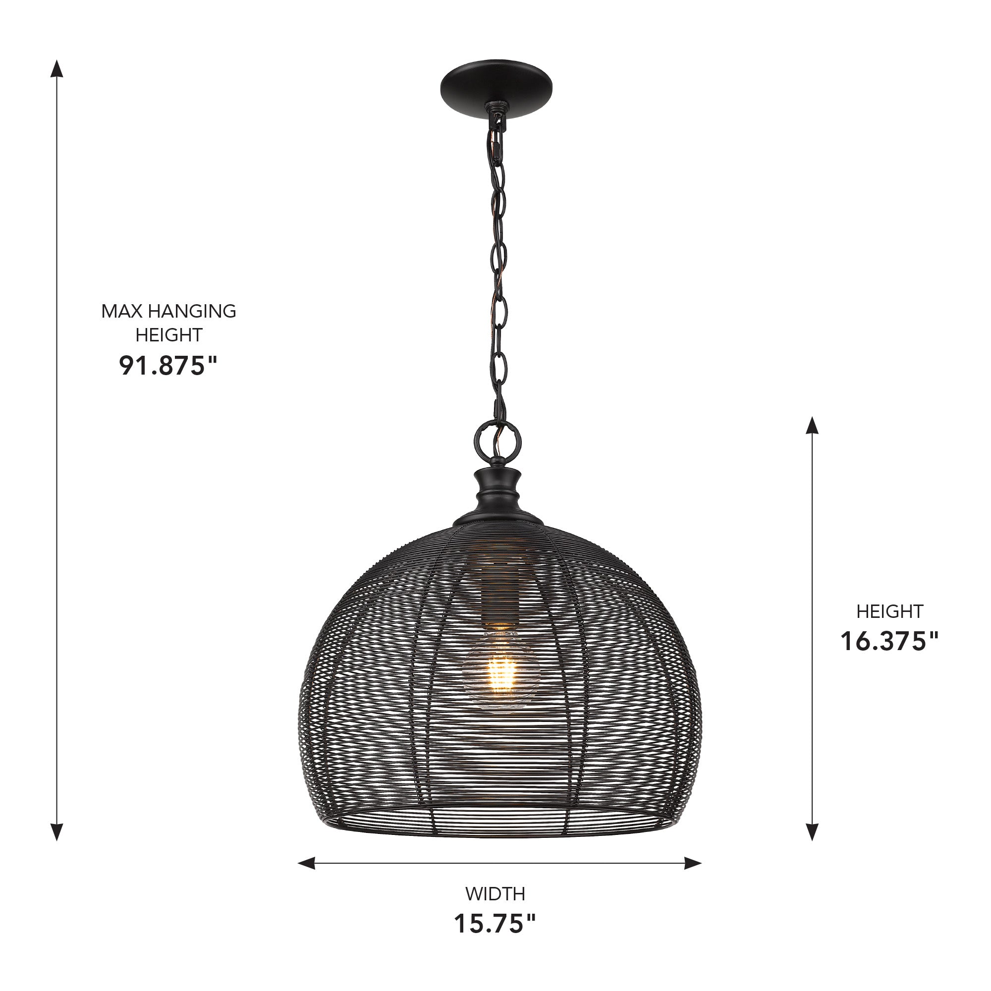 Golden Lighting Calypso 1-light 16in Pendant in Matte Black - - Golden Lighting