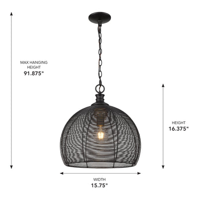 Golden Lighting Calypso 1-light 16in Pendant in Matte Black - - Golden Lighting