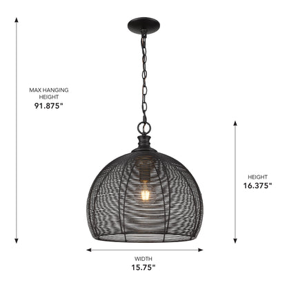 Golden Lighting Calypso 1-light 16in Pendant in Matte Black - - Golden Lighting