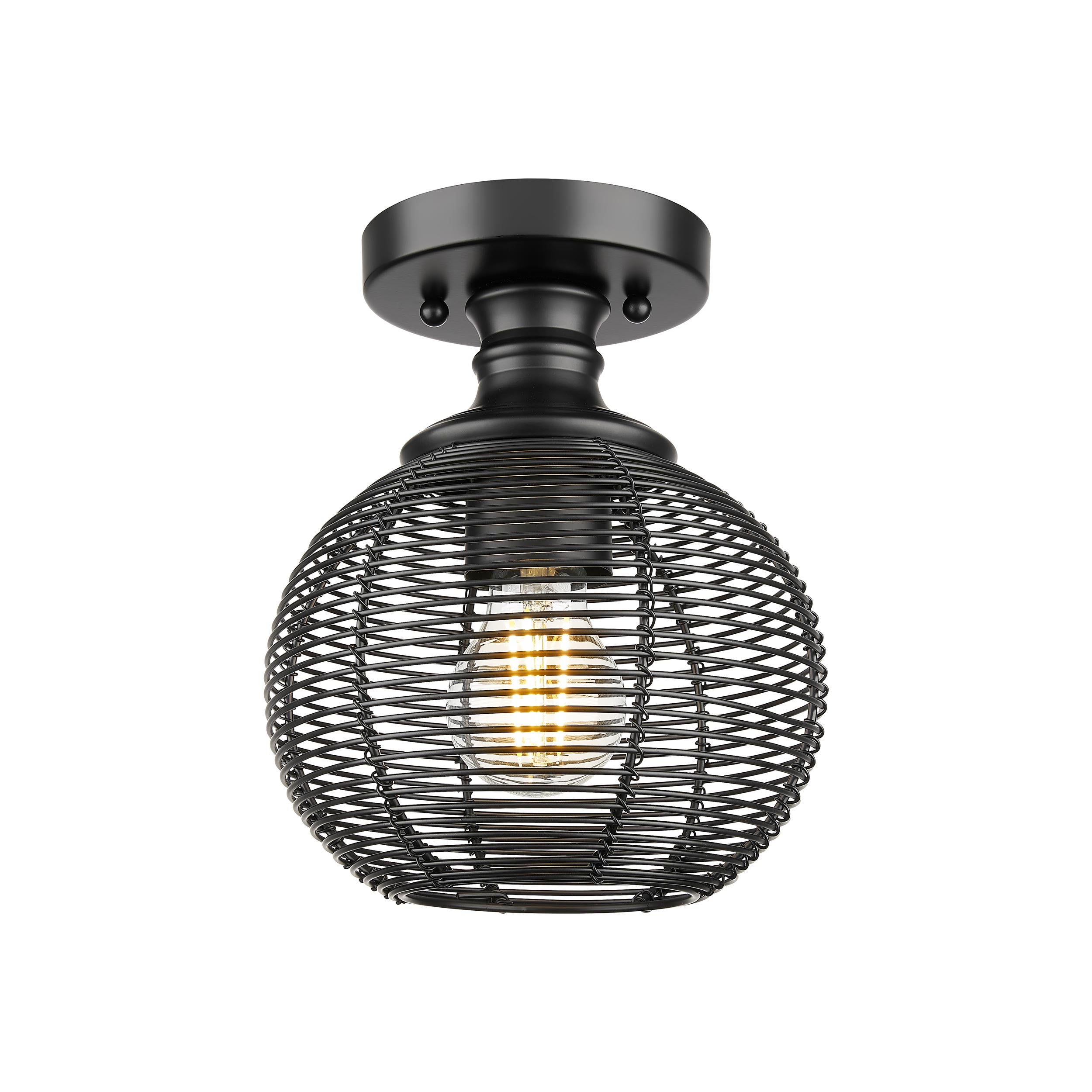 Golden Lighting Calypso 1-light Semi-Flush Mount in Matte Black - - Golden Lighting