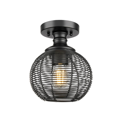 Golden Lighting Calypso 1-light Semi-Flush Mount in Matte Black - - Golden Lighting