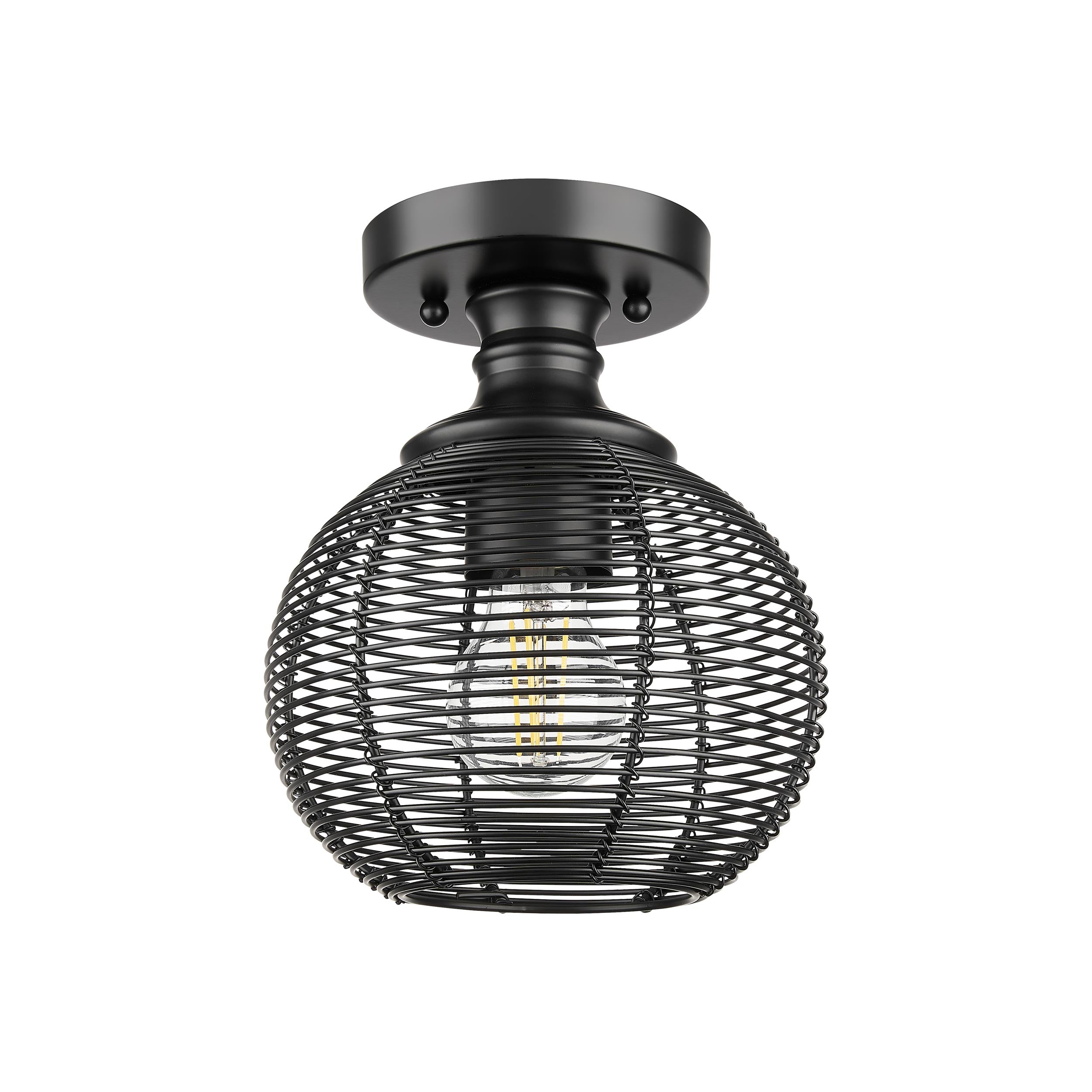 Golden Lighting Calypso 1-light Semi-Flush Mount in Matte Black - - Golden Lighting