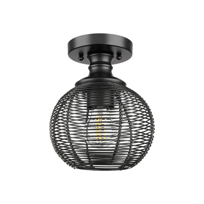 Golden Lighting Calypso 1-light Semi-Flush Mount in Matte Black - - Golden Lighting
