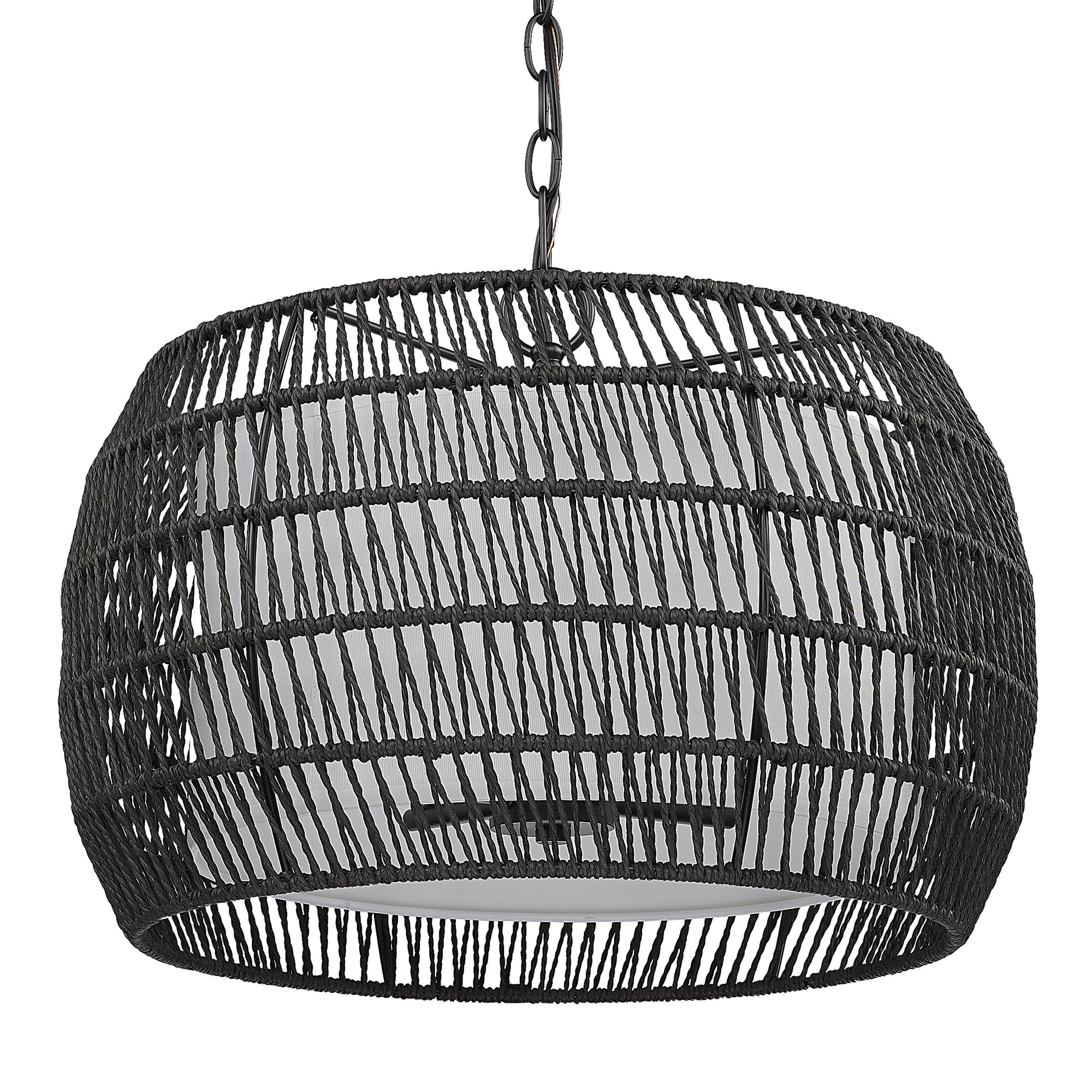 Golden Lighting Everly 4-light Pendant in Matte Black and Modern Black Rattan shade - - Golden Lighting