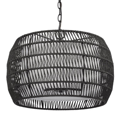 Golden Lighting Everly 4-light Pendant in Matte Black and Modern Black Rattan shade - - Golden Lighting