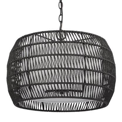 Golden Lighting Everly 4-light Pendant in Matte Black and Modern Black Rattan shade - - Golden Lighting