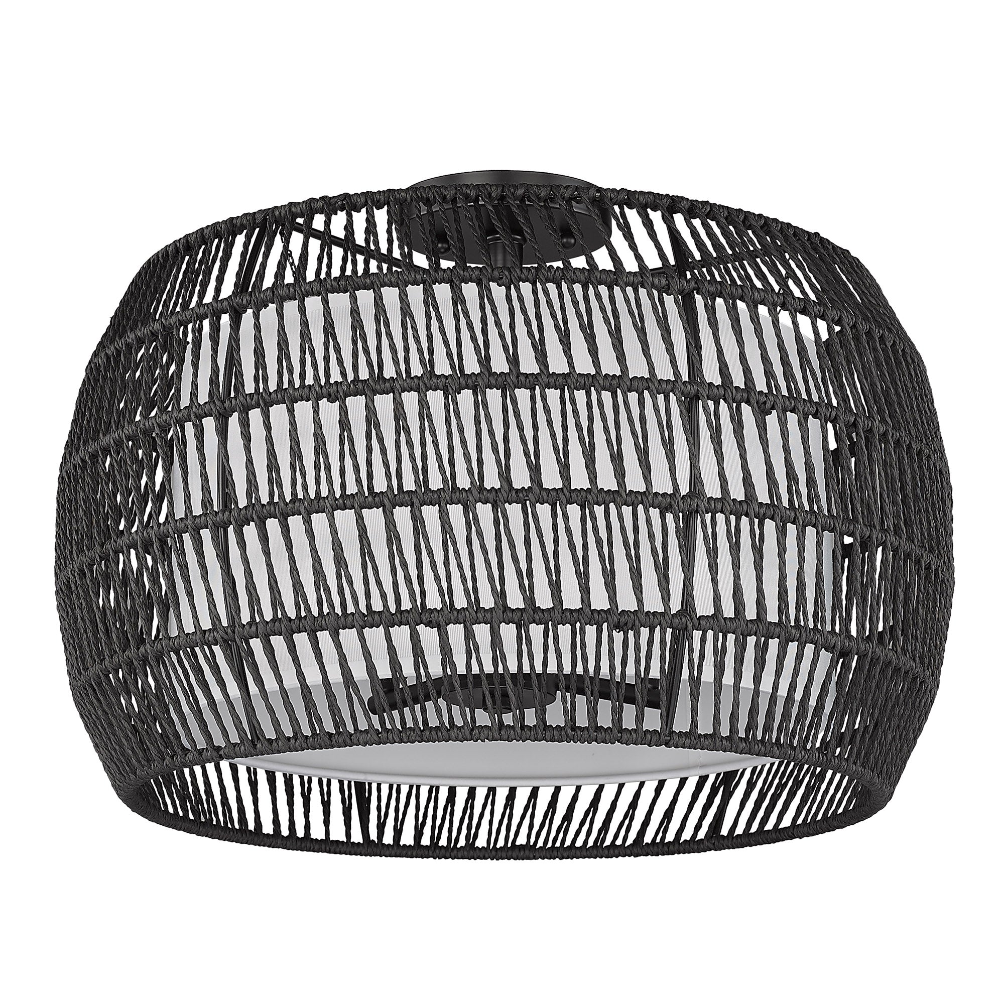 Golden Lighting Everly 4-light Semi-Flush Mount in Matte Black and Modern Black Rattan shade - - Golden Lighting