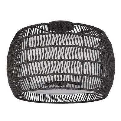 Golden Lighting Everly 4-light Semi-Flush Mount in Matte Black and Modern Black Rattan shade - - Golden Lighting