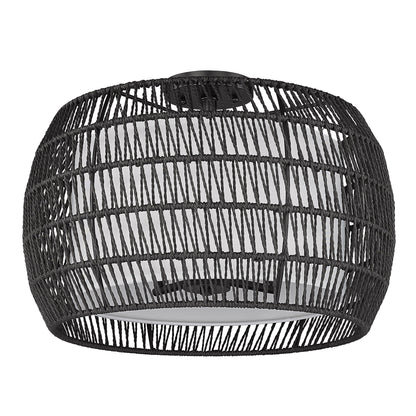 Golden Lighting Everly 4-light Semi-Flush Mount in Matte Black and Modern Black Rattan shade - - Golden Lighting