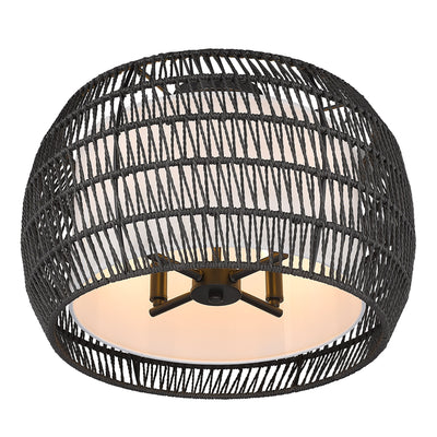 Golden Lighting Everly 4-light Semi-Flush Mount in Matte Black and Modern Black Rattan shade - - Golden Lighting