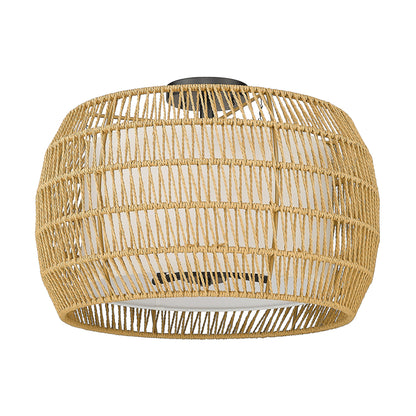 Golden Lighting Everly 4-light Semi-Flush Mount in Matte Black and Natural Rattan shade - - Golden Lighting