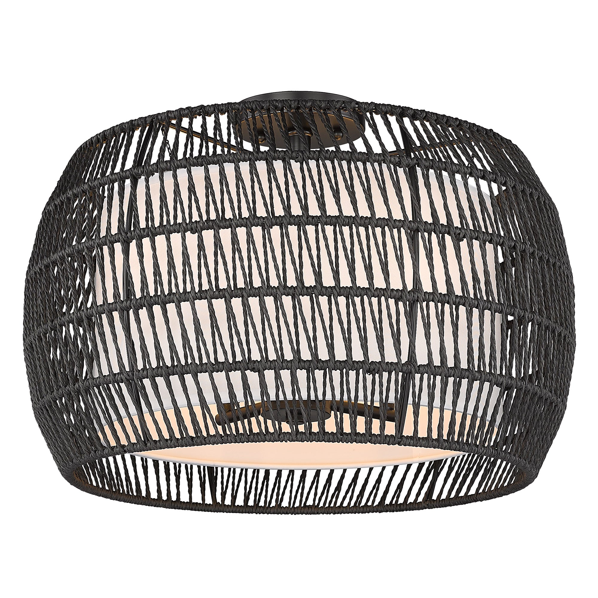 Golden Lighting Everly 4-light Semi-Flush Mount in Matte Black and Modern Black Rattan shade