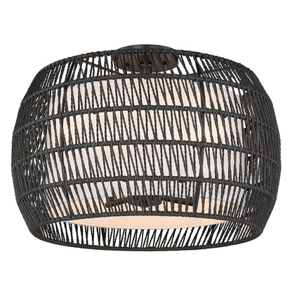 Golden Lighting Everly 4-light Semi-Flush Mount in Matte Black and Modern Black Rattan shade - - Golden Lighting