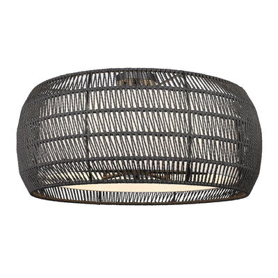 Golden Lighting Everly 6-light Semi-Flush Mount in Matte Black and Modern Black Rattan shade - - Golden Lighting