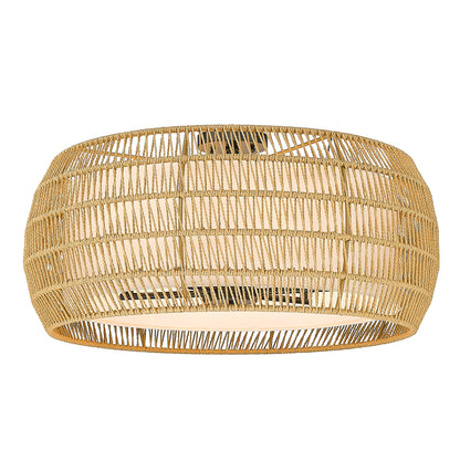 Golden Lighting Everly 6-light Semi-Flush Mount in Matte Black and Natural Rattan shade - - Golden Lighting