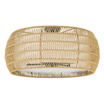 Golden Lighting Everly 6-light Semi-Flush Mount in Matte Black and Natural Rattan shade - - Golden Lighting