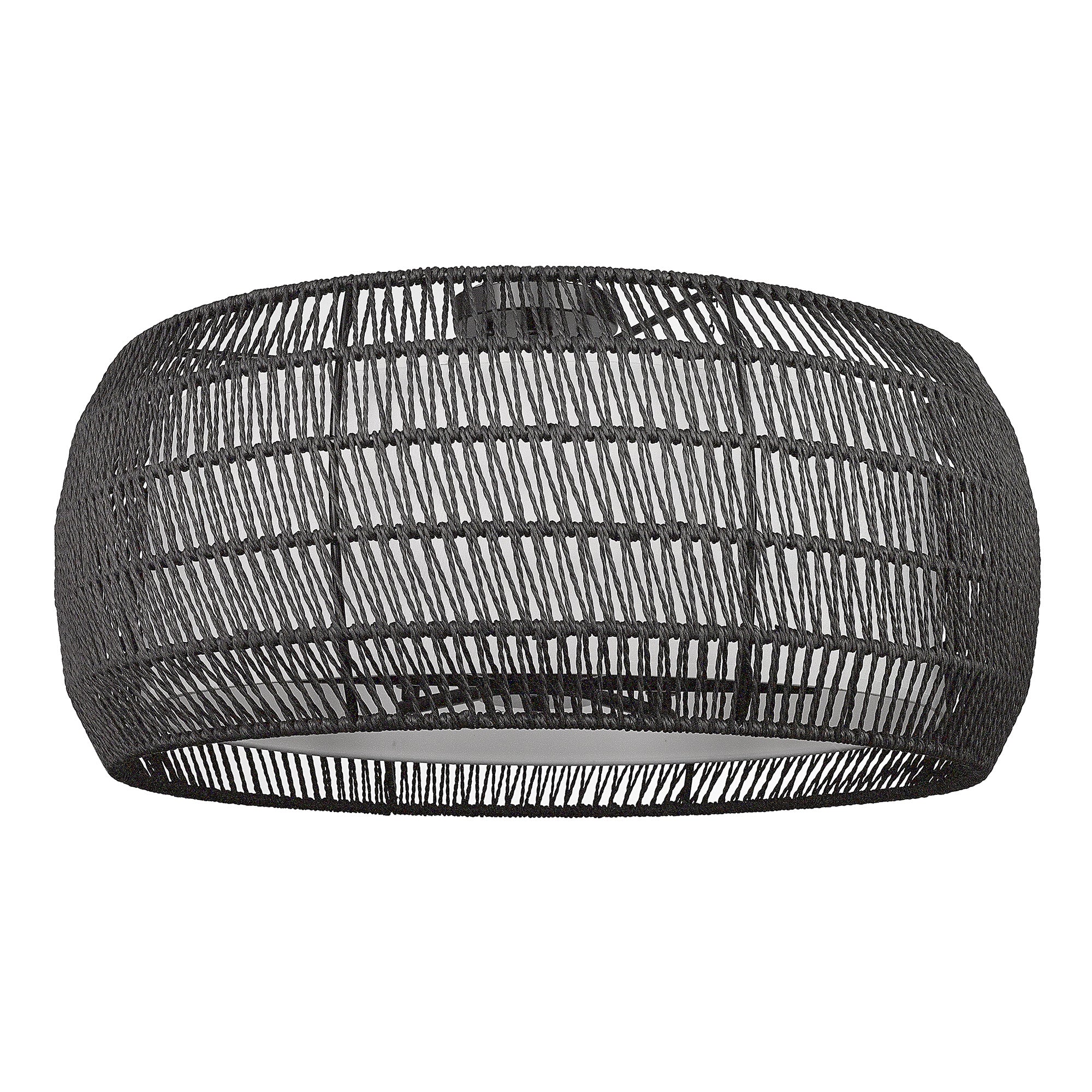 Everly 6 Light Semi-Flush in Matte Black with Modern Black Rattan Shade - - Golden Lighting