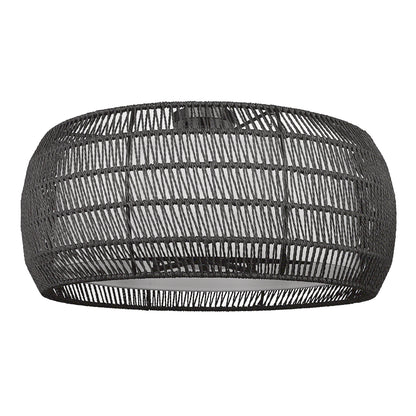 Golden Lighting Everly 6-light Semi-Flush Mount in Matte Black and Modern Black Rattan shade