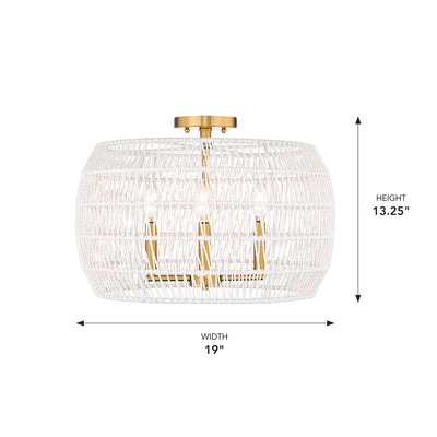 Ellie 4-light Semi-Flush Mount in Modern Brushed Gold, alternate view - Golden Lighting